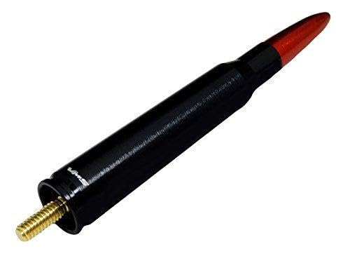 VMS RACING 50 Cal Caliber Black RED TIP Bullet Antenna Heavy Gauge Billet Aluminum Short Compatible with Harley Davidson Road King Road Glide Electra