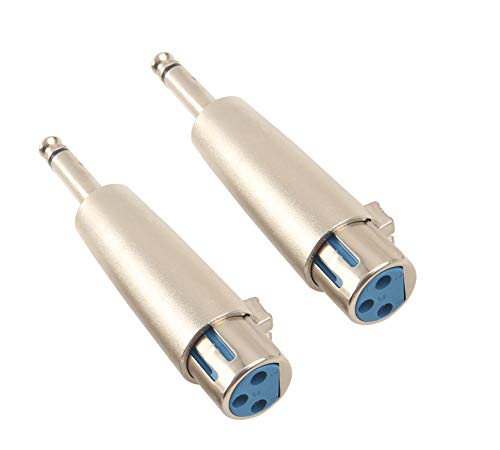 Devinal Professional 6.35mm 1/4 Inch Mono Male Plug to 3 Pin XLR Female Jack Stereo Audio Microphone Adapter Converter Connector (2 Pack)