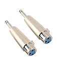 Devinal Professional 6.35mm 1/4 Inch Mono Male Plug to 3 Pin XLR Female Jack Stereo Audio Microphone Adapter Converter Connector (2 Pack)