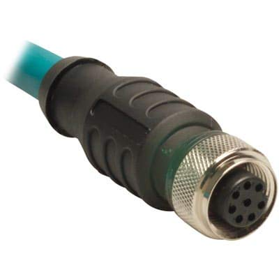 Cordset, Str M12 F 8 pos to Str RJ45S M 8pos, 4UTPx24AWG, 3M, HDPE, TPE/Teal 42V 1.5A, U-01435, RKS RJ45S 841-3M