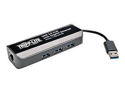 Tripp Lite USB to Gigabit Ethernet Adapter with 3-Port USB 3.0 Hub, Data Transfer up to 5 Gbps, Backward Compatible with USB 2.0 & USB 1.1 Devices