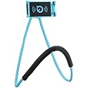 Faung Universal Smart Mobile Phone Stands,360 Rotating Hanging on Neck Cell Phone Mobile Mount Holder, Multiple Functions Flexible Lazy Bracket (Blue)