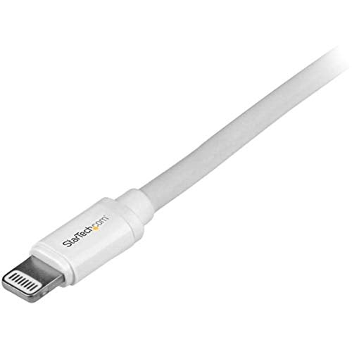 StarTech.com 2m (6ft) Long White Apple 8-pin Lightning Connector to USB Cable for iPhone / iPod / iPad - Charge and Sync Cable (USBLT2MW)
