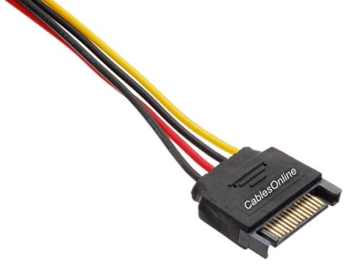 CablesOnline, 2-Pack 6 inches SATA 15-Pin Male to Molex 4-Pin Female Power Adapter, PC-025-2