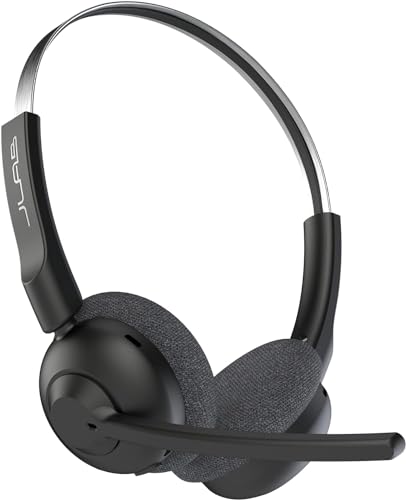 JLab Go Work Pop On-Ear Wireless Headset, Black, 50+ Hours Playtime, Bluetooth Multipoint, Rotating Boom Mic, Noise Canceling MEMS Microphone