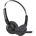 JLab Go Work Pop On-Ear Wireless Headset, Black, 50+ Hours Playtime, Bluetooth Multipoint, Rotating Boom Mic, Noise Canceling MEMS Microphone