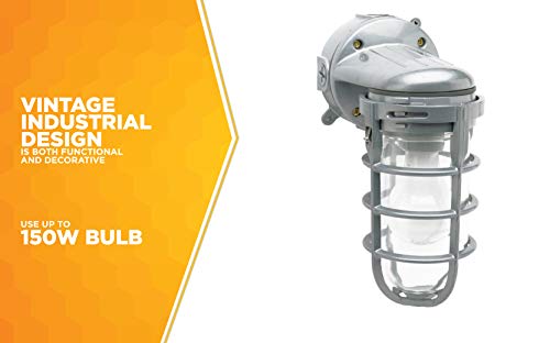 Woods L1707SV Traditional 150W Incandescent Weather Industrial Light, Wall Mount, Silver,Large
