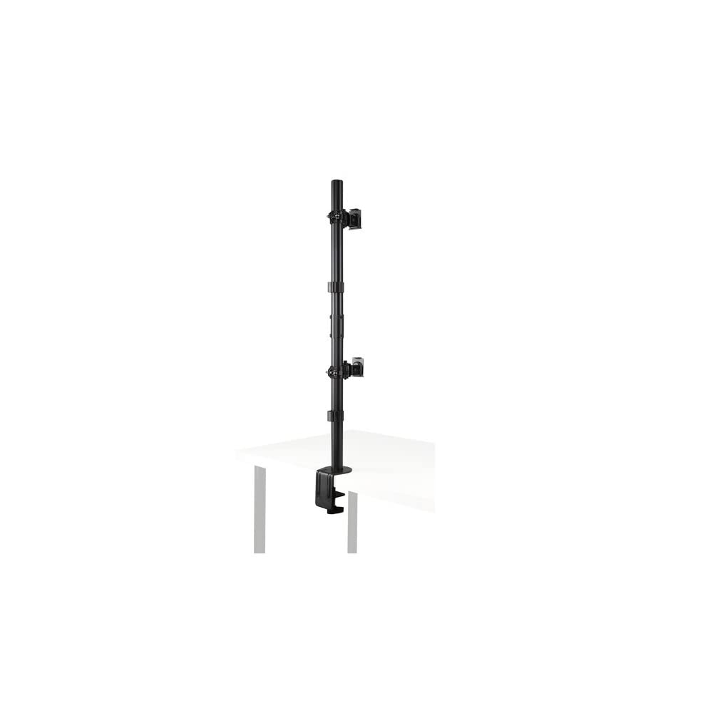 Kensington Stacked Monitor Mount with Vesa Mount, Vertical Dual Monitor Stand with Height Adjustable Handles, Pre-installed C-clamp Dual Monitor Arm