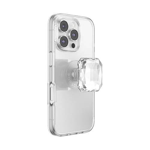 PopSockets Adhesive Phone Grip, Holder, Phone Stand, Heart - Pillow Cut Heart Clear Glitter