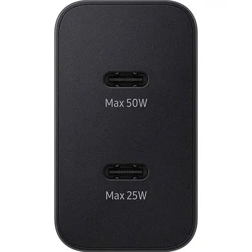 SAMSUNG 50W Duo Power Adapter Wall Charger, 2 Ports, Cable Included, Super Fast Charging 2.0 for Galaxy Phones, Tablets, USB Type C Devices, Low