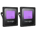 UV LED Black Light, 2-Pack HouLight High Power 10W LED Blacklight for Blacklight Party Supplies, Neon Glow, Glow in The Dark, Birthdays, Blacklights