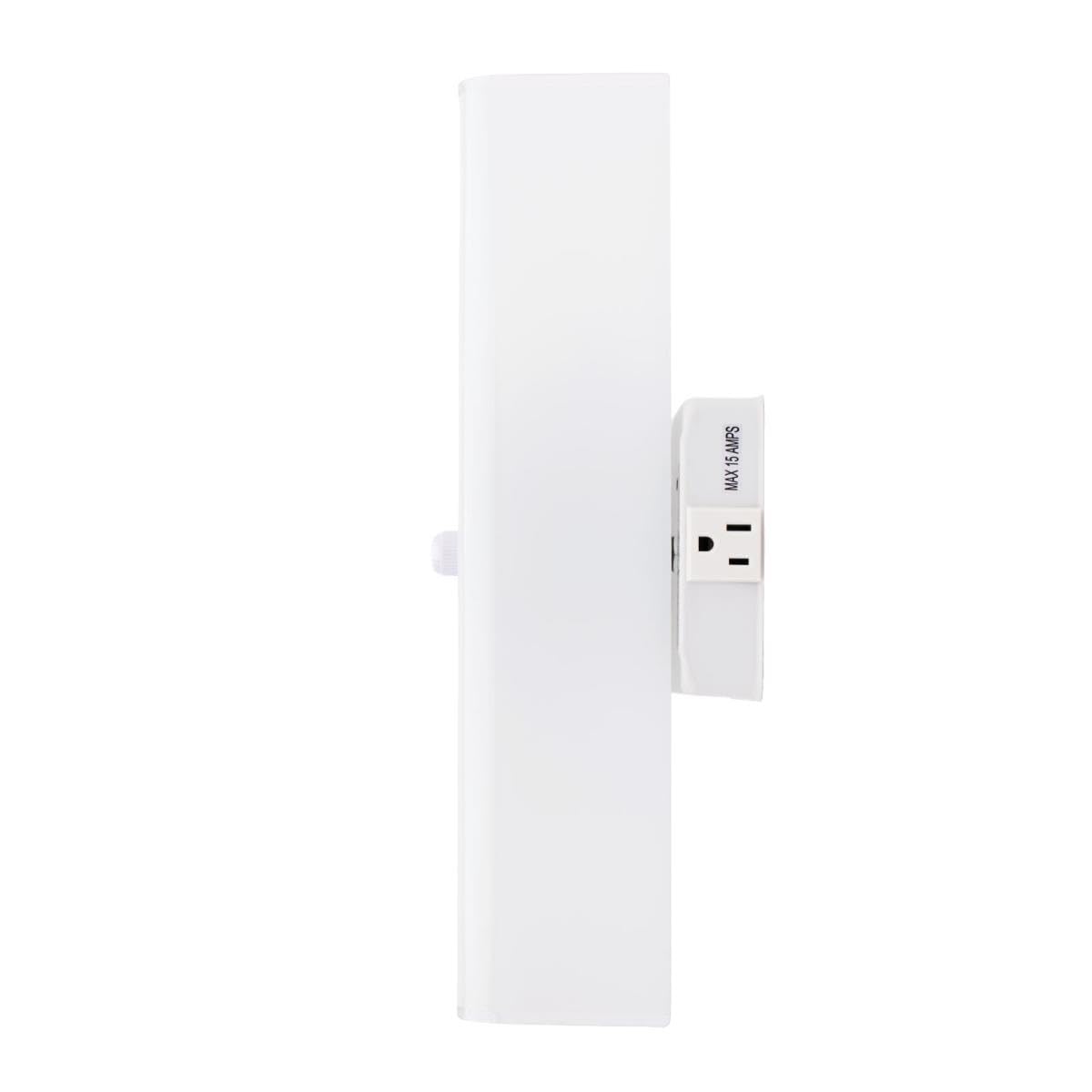 Two-Light Interior Wall Fixture with Ground Convenience Outlet, White Finish Base with White Ceramic Glass