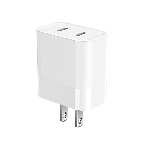 Pocxwa Dual Port USB-C Charger Block, 20W Type-C Fast Charging Power Adapter Compatible with iPhone 17 Air 16 Pro Max 15 Plus 14 13 Mini 12 11 XS XR