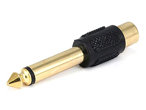 Monoprice 107149 6.35mm Mono Plug to RCA Jack Adaptor, Gold Plated