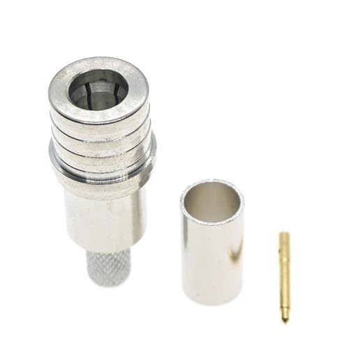 UCCKEYI 10Sets QMA Male Crimp RF Connector Designed for LMR195 RG58 RG400 RG142 Coax Cables 50 Ohm Straight Nickel-Plated Brass Type