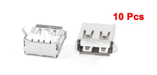 uxcell 10 Pcs USB Female Type A 4-Pin DIP Right Angle Jack Socket Connector