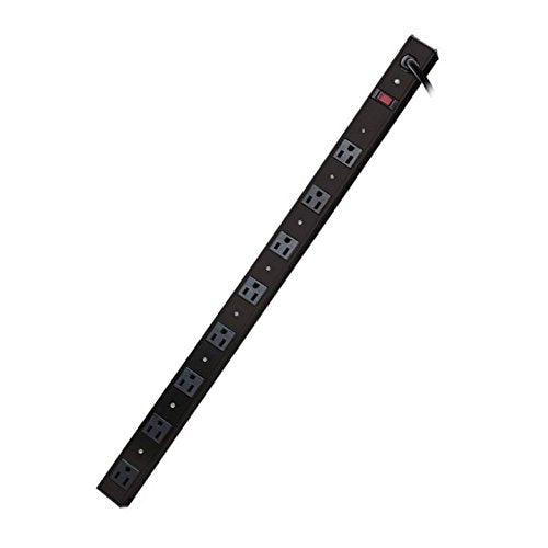 28-21271 - Eight Outlet Metal Power Strip with 6ft Cord - Black