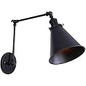 LZoahi Industrial Vintage Wall Mounted Light Sconces Wall Lamp Black Angle Adjustable Swing Arm Retro Bronze Wall Sconce Bedside Light Fixture