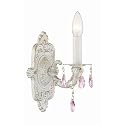 Crystorama Paris Market 1 Light Rose Crystal Antique White Sconce