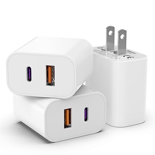 3 Pack i Phone 17 16 15 14 USB C Charger Block, iGENJUN 20W Dual Port QC + PD 3.0 Power Adapter Wall Charger, Double Fast Plug Charging Brick for i