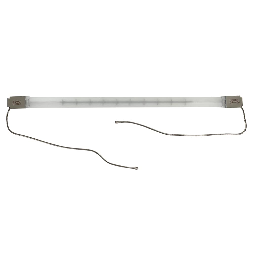 Ushio BC6454 1001298-500W QIR Heat Lamp - Translucent - Metal Sleeve and Wire Leads - 120V Halogen Light Bulb
