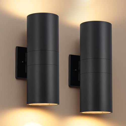 Nigaut 11.8" Black Outdoor Wall Lights 2 Pack, E26 Up and Down Sconces