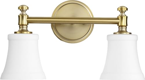 Quorum 5122-2-80 Transitional Two Light Vanity from Rossington Collection in Brass - Antique Finish,