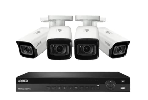 Lorex NC4K4MV-164WB-2-4K 16-Channel 4TB Wired NVR System with Nocturnal 4 Smart IP Bullet (4X LNB9393/White) Cameras Featuring Motorized Varifocal