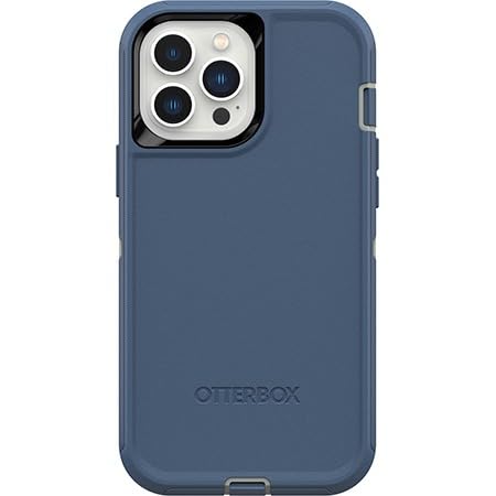 OtterBox iPhone 13 Pro Max & iPhone 12 Pro Max Defender Series Case - Fort Blue, Rugged & Durable, with Port Protection, Includes Holster Clip