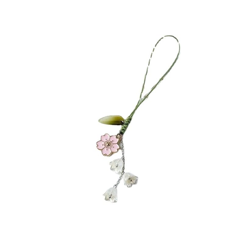 Qintreesify White Mobile Phone Lanyard Universal Chain Hite Pearl Beaded Lanyard Wrist Strap Anti Lost Charm Strap Fashion Phone Case Keychain Wallet