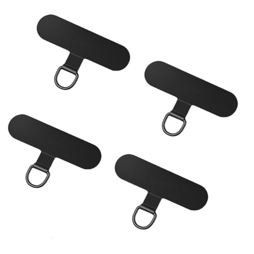 CAIMOREE 4 Pcs Cell Phone Lanyard Patch, Safety Tether Tab for iPhone, Phone Strap Replacement Part for All Full Phone Cases (Black)