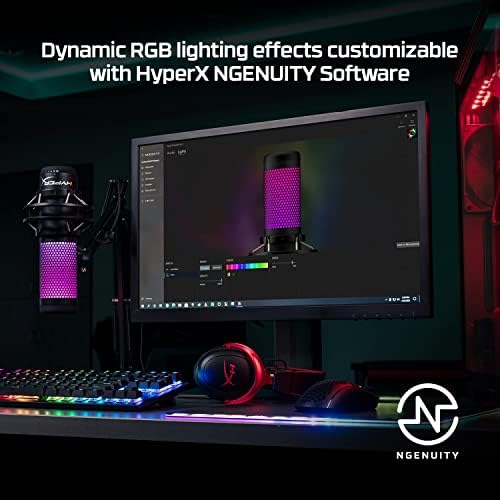 HyperX QuadCast S - RGB USB Condenser Microphone for PC, PS4, PS5 and Mac, Anti-Vibration Shock Mount, 4 Polar Patterns, Pop Filter, Gain Control