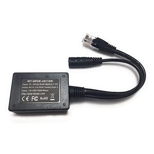 PoE Texas Power Over Ethernet Inline Converter Injector for 12 Volt and Solar to POE Conversions - Convert 12-30v to PoE with Gigabit Data - Instantly
