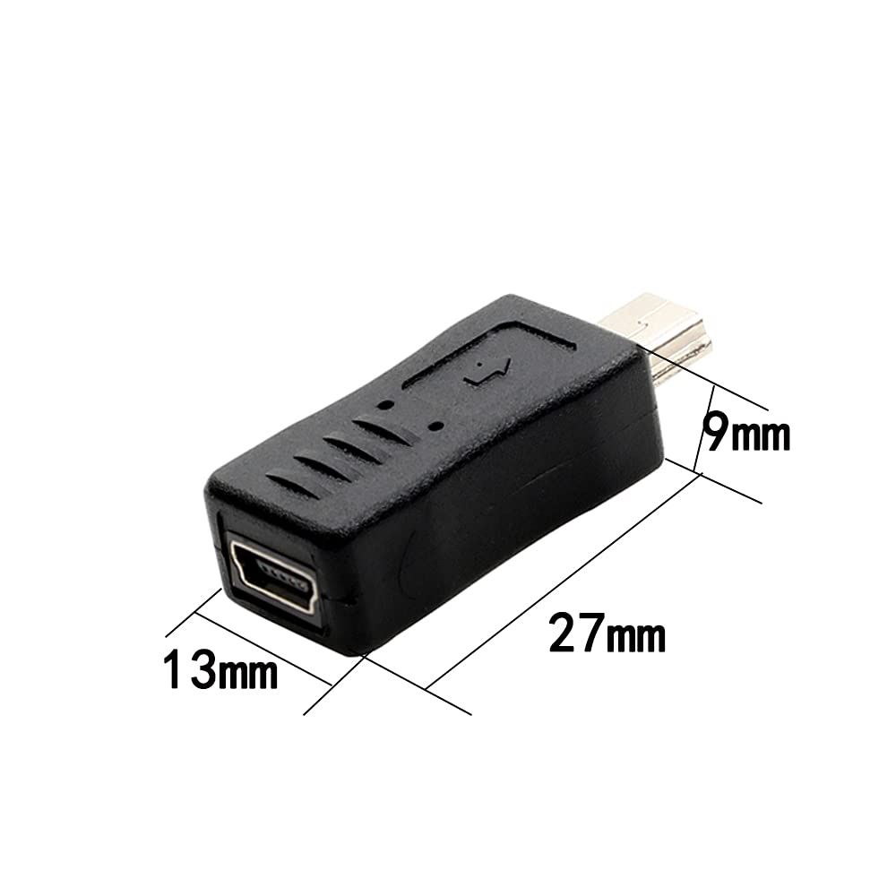 rgzhihuifz 3 Pack 90 Degree Left & Right Angled Mini USB 5 Pin Male-Female Adapter