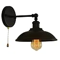VinTopsh Vintage Black Wall Sconce Light, 1-Light Switch Farmhouse Wall Lamp, Industrial Pull Chain Wall Light Fixture for Living Room Bedroom