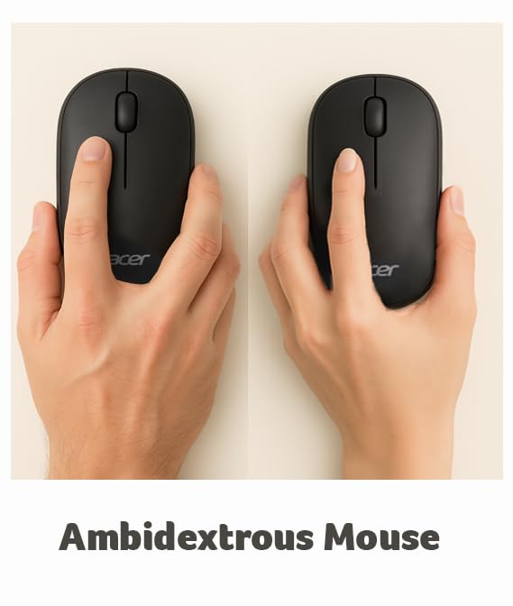 Acer Computer Mouse Wireless, 2.4G Slim USB Wireless Mice with USB-A Receiver, 1600 DPI Optical, Laptop Mouse with Plug and Play for Right/Left Handed