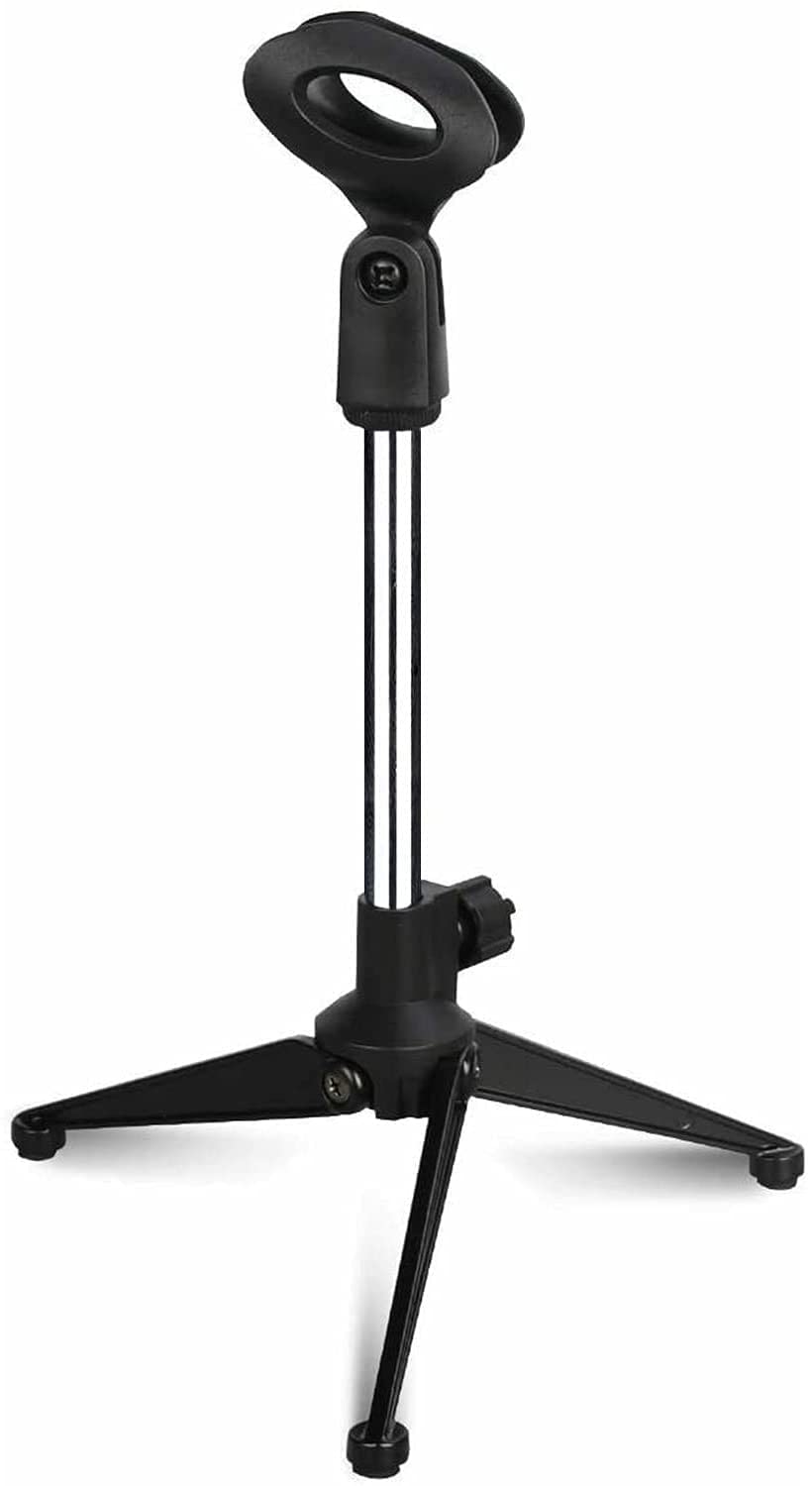 5 Core Premium Mini Microphone Stand Tripod Universal Adjustable Desk Microphone Stand Portable Foldable Table Top Desktop Stand with Small Plastic