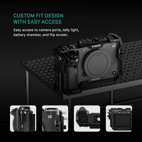 Tilta Full Camera Cage for FX3/FX30 V2 | Top Plate NATO Rail, Cold Shoe, 1/4"-20 and 3/8"-16 | Thumb Screw Design | Titanium Gray