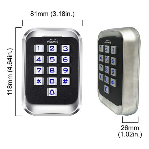 Visionis FPC-5628 One Door Access Control Out Swinging Door 600lbs Maglock + Outdoor Metal Touch Keypad/Reader Standalone + Mini Controller + Wiegand