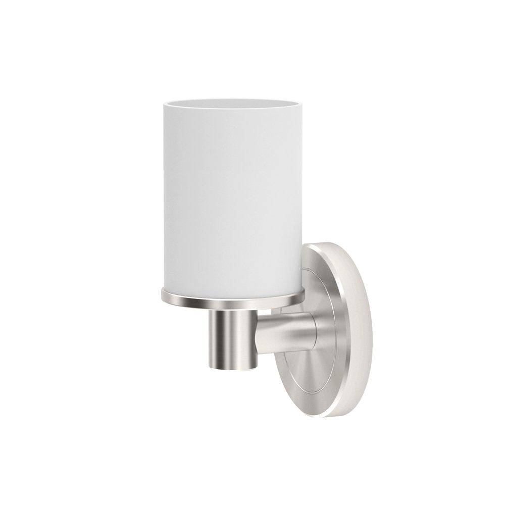 Gatco 1681 Latitude II Single-Light Bathroom Vanity Wall Sconce, Indoor Wall Mounted, 9.5-Inch H, Satin Nickel, Frosted Glass Shade
