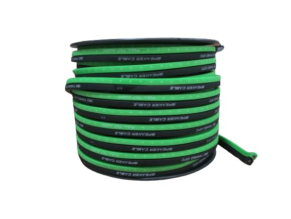 Full Tilt by Sundown Audio 12 AWG OFC Tinned Copper Wire - 100ft Bulk Spool, Ultra-Flexible Car Audio Power/Ground Cable, Anti-Corrosion, High Strands - Matte Lime Green/Matte Black