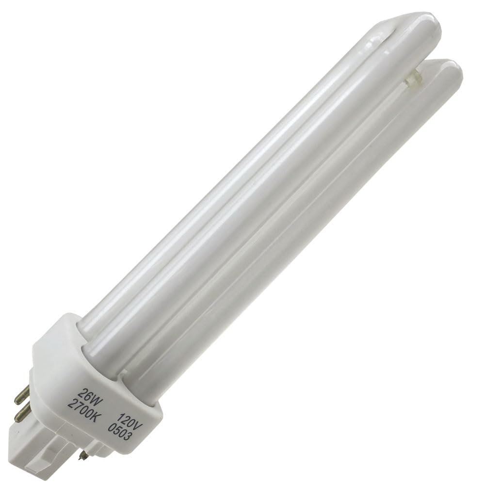 Industrial Performance CFQ26W/G24Q/827, 26 Watt, 2700K, Quad Tube Diammable Fluorescent Tube Light Bulb (2 Pack)