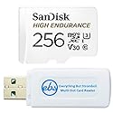 SanDisk 256GB High Endurance Video MicroSDXC Card for Dash Cams Works with Garmin Mini 2, 47, 57, 67W Series (SDSQQNR-256G-GN6IA) Bundle