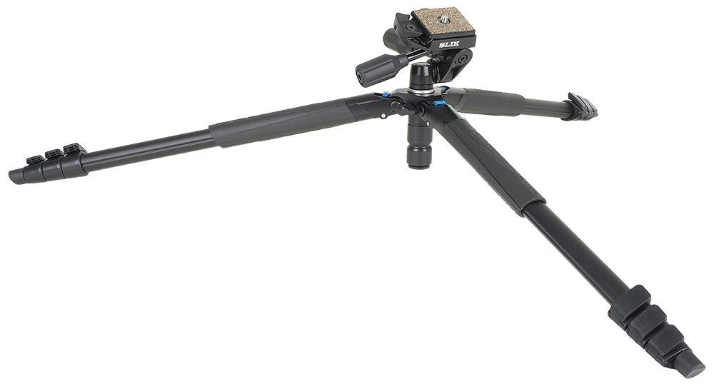 Slik Sprint PRO III Travel Tripod w/SH-704E 3-Way Pan Head for Mirrorless/DSLR Sony Nikon Canon Fuji Cameras and More - Black (611-887)