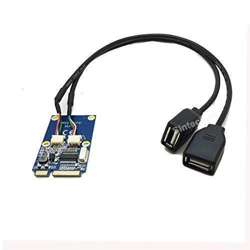 Sintech Dual USB 2.0 to Mini PCI-e Adapter for USB Disk Sound Card