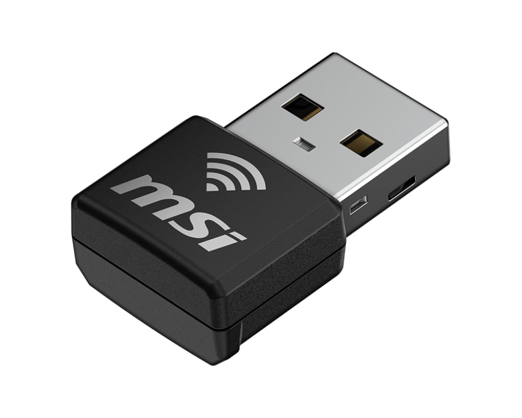 MSI AX1800 Nano WiFi USB Adapter - WiFi 6, up to 1800 Mbps, 2.4G/5G Dual-Band Wireless Network, WPA3 encryption, MU-MIMO, OFDMA, 2X Dual Antennas