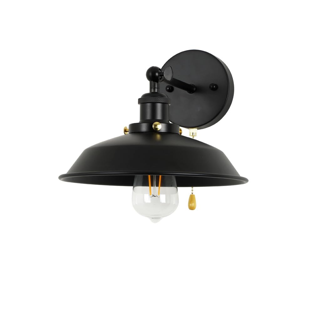 Bagkcopp Industrial Black Wall Sconces Light with Pull Chain Switch,Wall Mount Light Lamp for Kitchen Bathroom Bedroom Vanity Hallway Dining Room