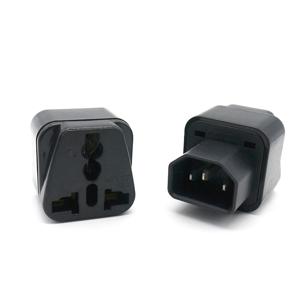 ALINNA UPS IEC C14 to Universal Female US EU UK AU C13 &1 (2in1) Adapter Power Plug/Socket(2 Pack)
