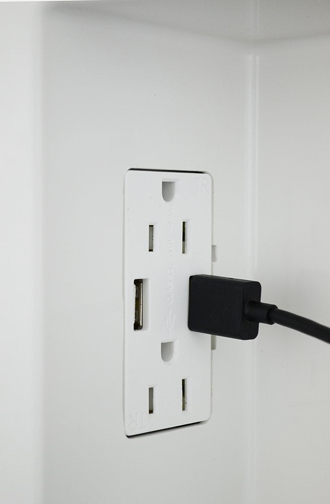 DATA COMM Electronics 45-0231-WH USB Recessed Media Outlet Box, In-Wall Cable Management, Duplex Receptacle,4.0 Amp Dual USB Ports, Large Cable