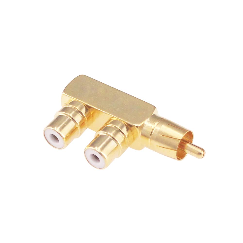 RFaha 2pcs RCA Male to Dual RCA Female Connector Adapter AV Splitter for Audio Video(F91-2)